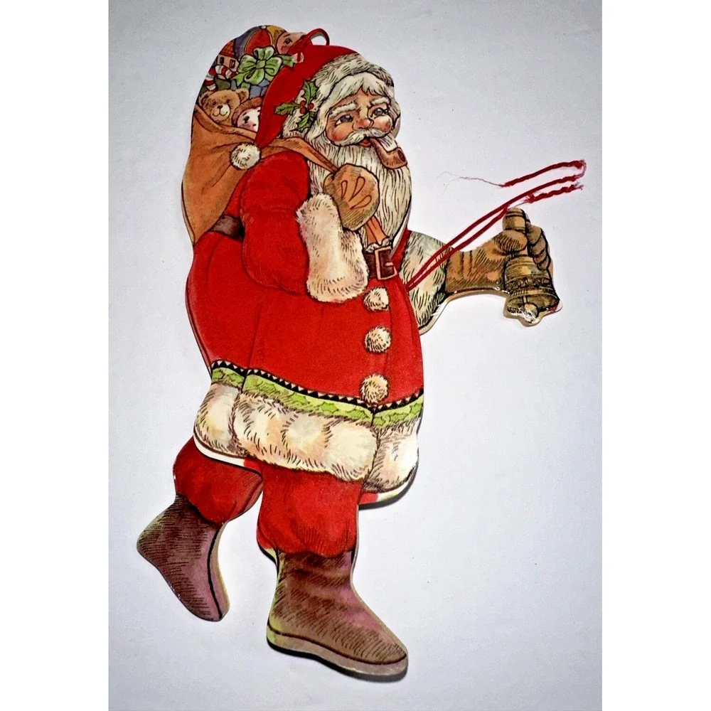 Vintage Wood Santa Claus Pull‎ String Christmas Toys Ornament Arm & Leg Move